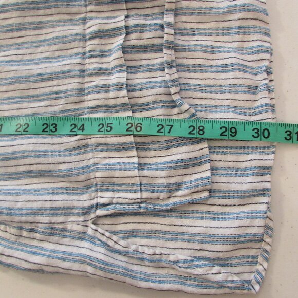 J Jill Love Linen White Blue/Black Striped Hi-Low Tunic Large Tall - Picture 16 of 16